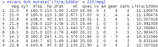 Convert mpg to L/100km